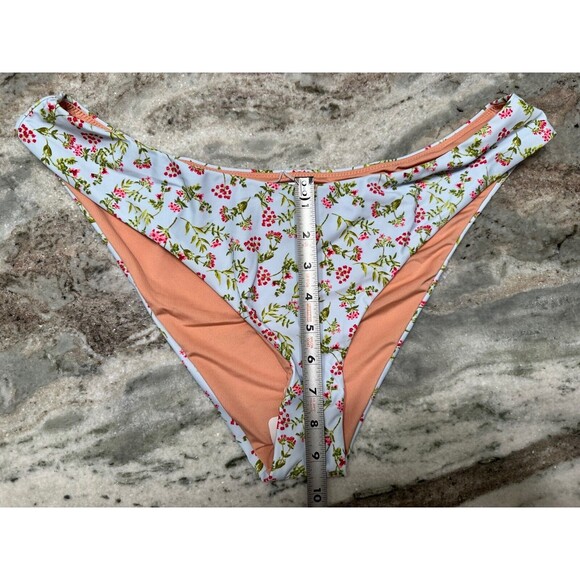 J Crew Bikini Bottom Womens XL Blue Floral Cloud Meadow Curved Waist Cheeky - Picture 9 of 9